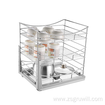 Multifunctional kitchen cabinet storage basket organizer